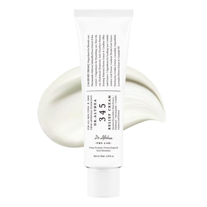 345 Relief Cream, Daily Face Moisturizer, Blemish Relief Care, Soothing Recovery & Moisture, Korean Vegan Skin Care for All Skin Types, 1.69 Fl Oz (Pack of 1)